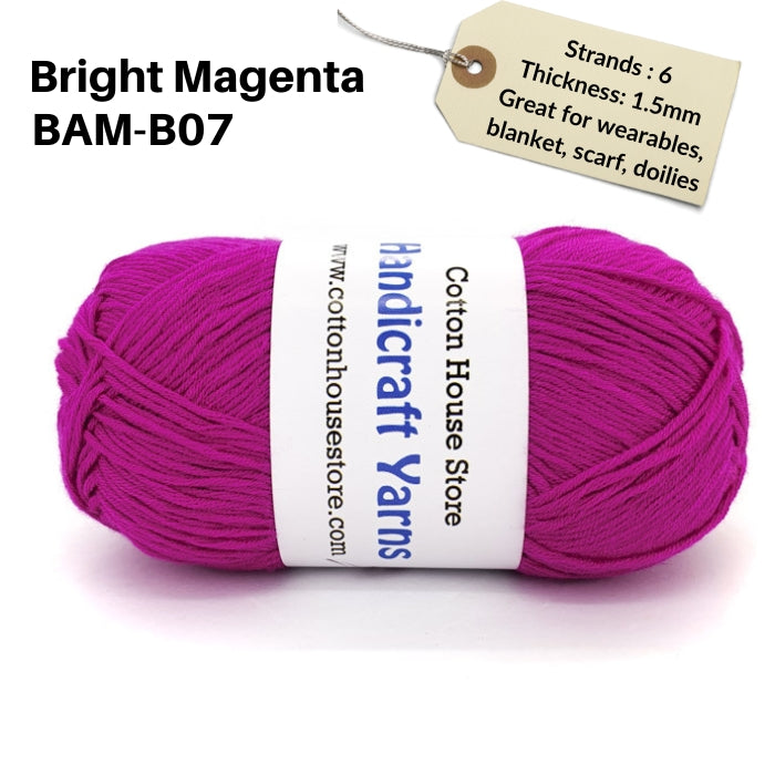 Bamboo 50g 40-50g 6 Strands 1.5mm Benang Kait Yarn BAM