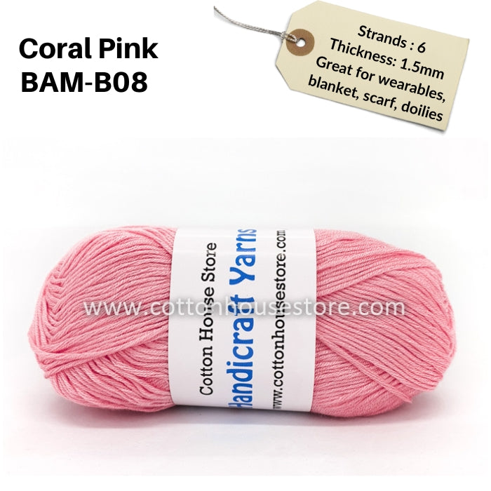 Bamboo 50g 40-50g 6 Strands 1.5mm Benang Kait Yarn BAM