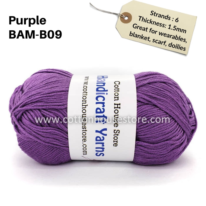 Bamboo 50g 40-50g 6 Strands 1.5mm Benang Kait Yarn BAM