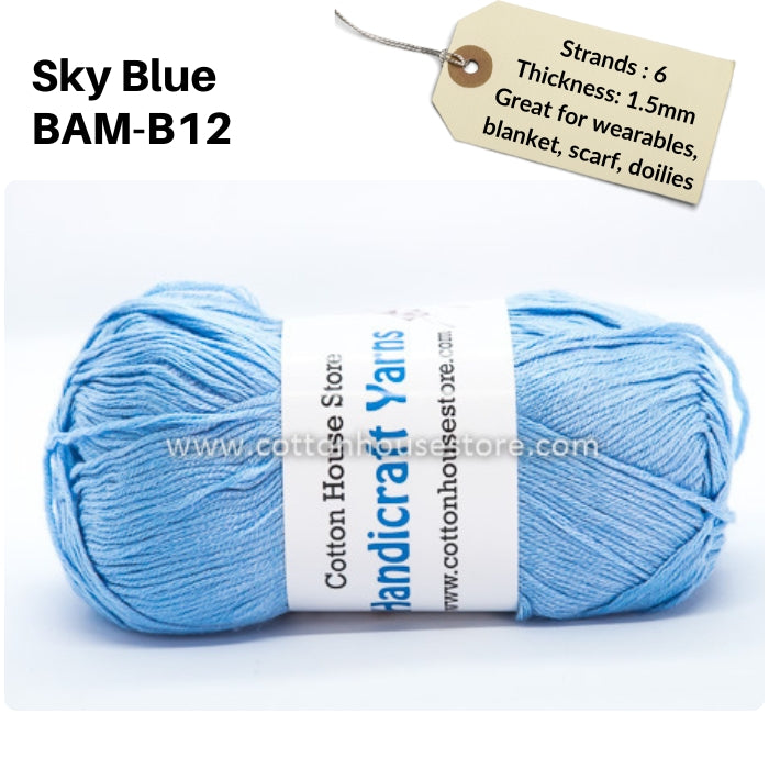 Bamboo 50g 40-50g 6 Strands 1.5mm Benang Kait Yarn BAM