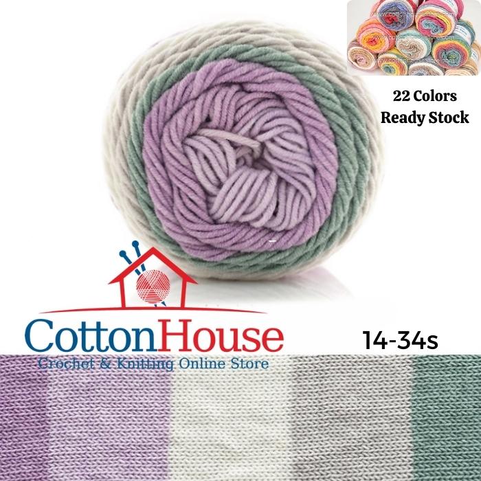 Rainbow Cotton Cake 100g 2mm 5ply Benang Kait Yarn CCK