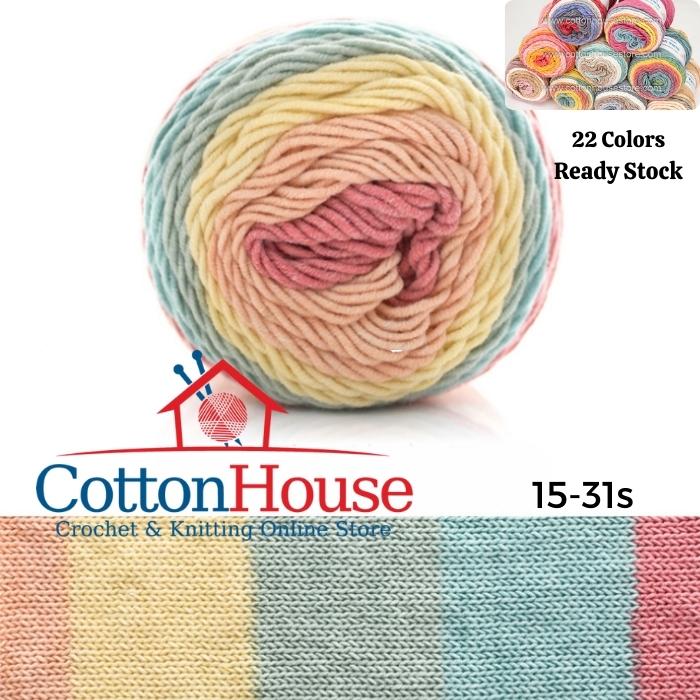 Rainbow Cotton Cake 100g 2mm 5ply Benang Kait Yarn CCK