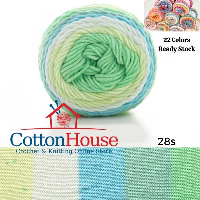 Rainbow Cotton Cake 100g 2mm 5ply Benang Kait Yarn CCK