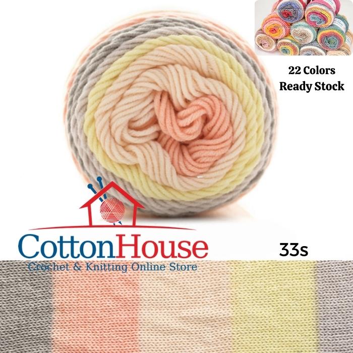 Rainbow Cotton Cake 100g 2mm 5ply Benang Kait Yarn CCK