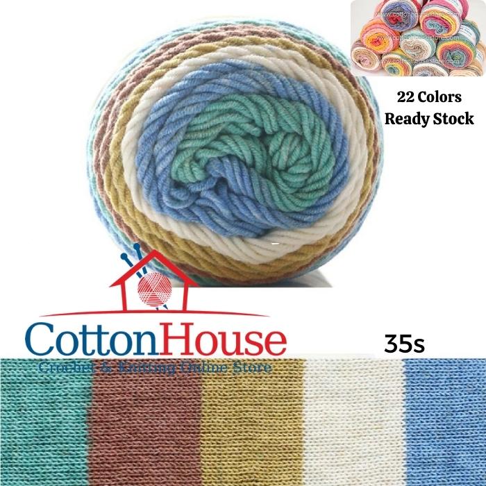 Rainbow Cotton Cake 100g 2mm 5ply Benang Kait Yarn CCK