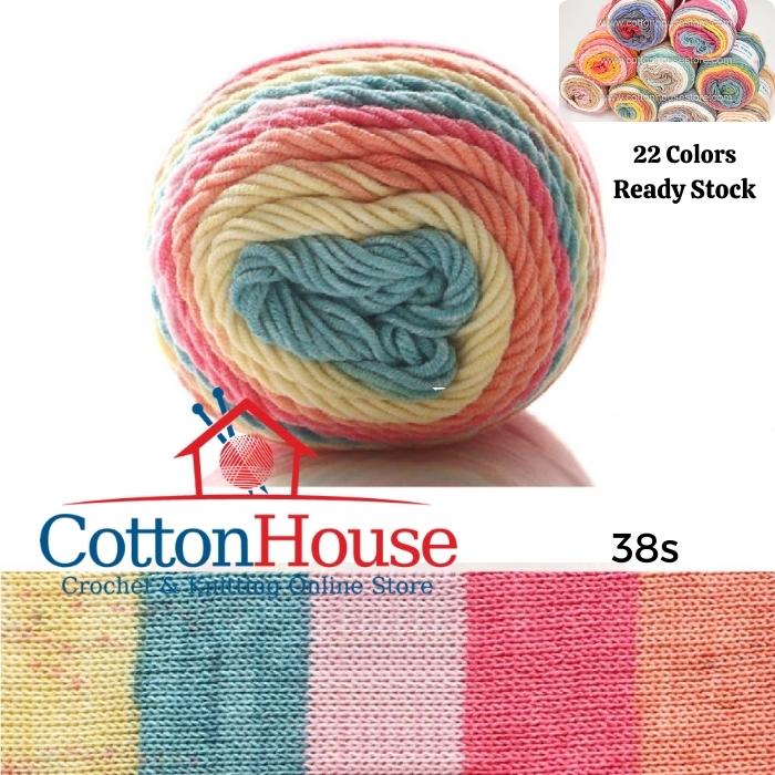 Rainbow Cotton Cake 100g 2mm 5ply Benang Kait Yarn CCK