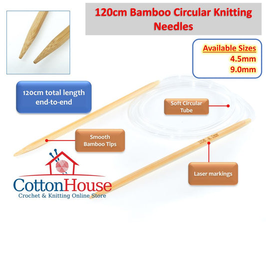 Bamboo CN 120cm Circular Knitting Needles Jarum Kait Single Size
