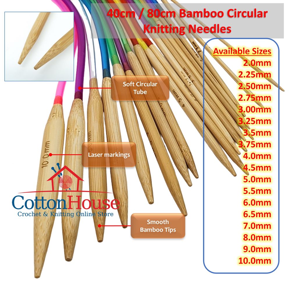Bamboo CN 40cm Circular Knitting Needles Jarum Kait Single Size