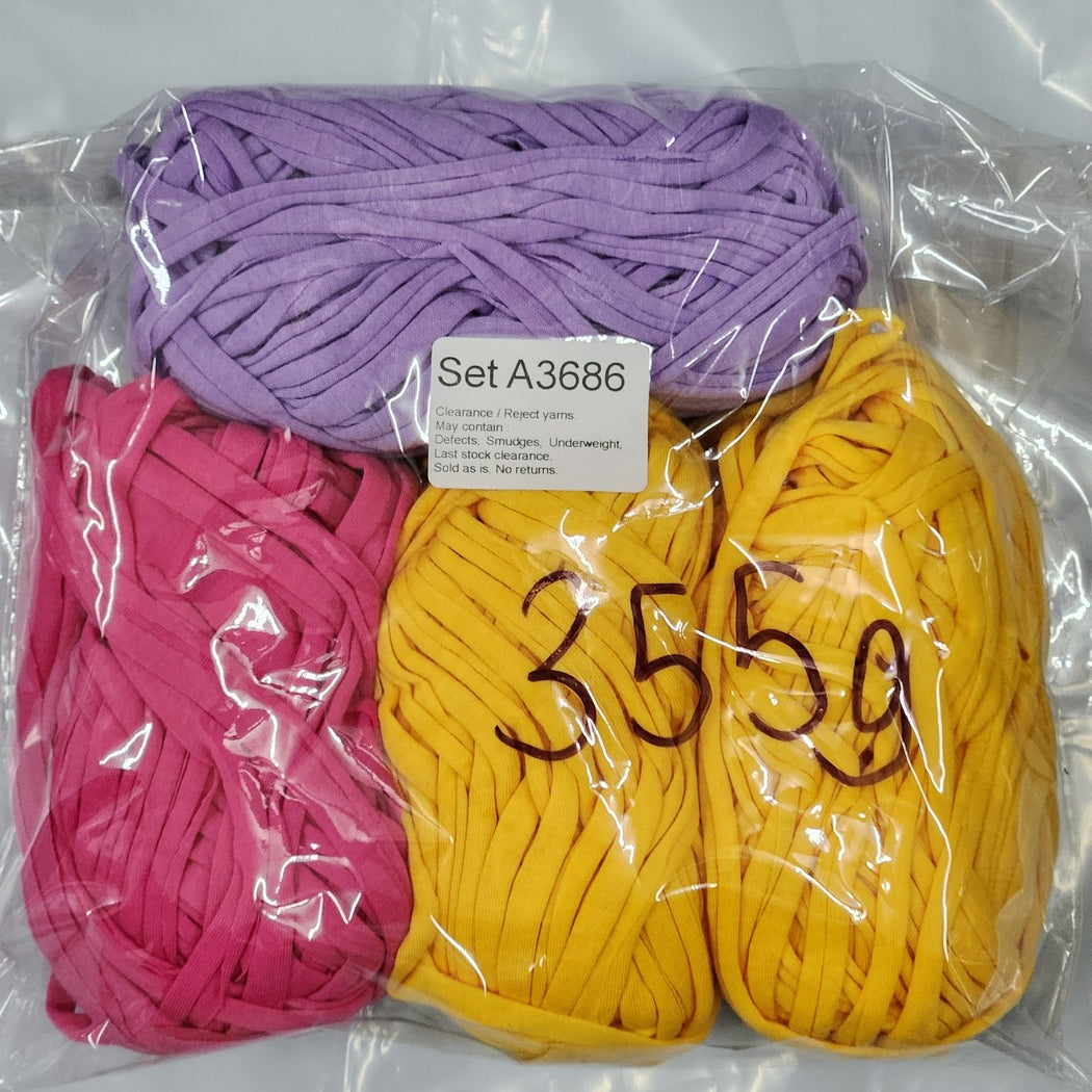 T-Shirt Yarn TSP Clearance / Reject yarns (4 balls per pack) Benang Kait