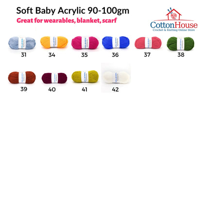 Soft Baby Acrylic 90-100g 2mm Benang Kait Yarn SBC