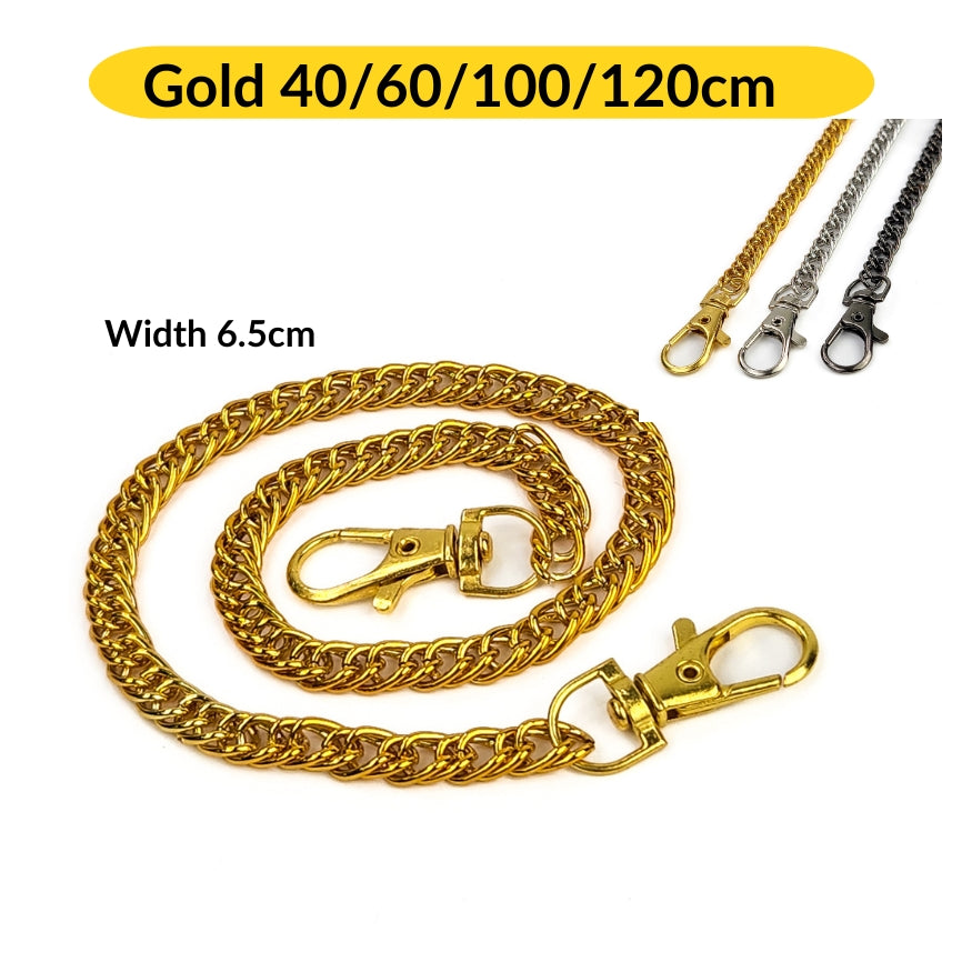 Purse Chain Handle Metal 40cm 60cm 100cm 120cm Gold Silver Black Tone DIY Bag Making Beg Rantai Besi