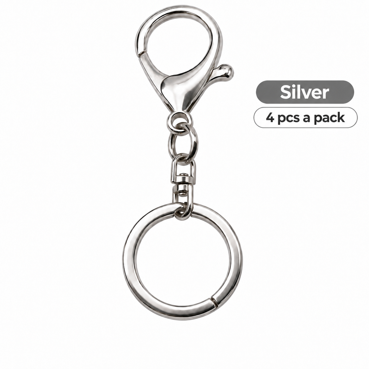 Keychain Lobster Clasp with Split Ring 30mm Silver Gold 4pcs Pack Bag Purse & Craft Making