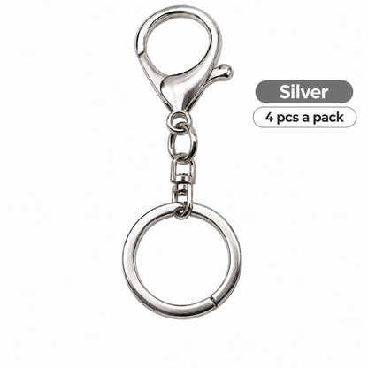 Keychain Lobster Clasp with Split Ring 30mm Silver Gold 4pcs Pack Bag Purse & Craft Making