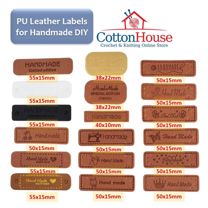 Labels PU Leather Handmade 55mm x 15mm (5pcs) Label Tag Brown Black DIY Bag Beg Craft