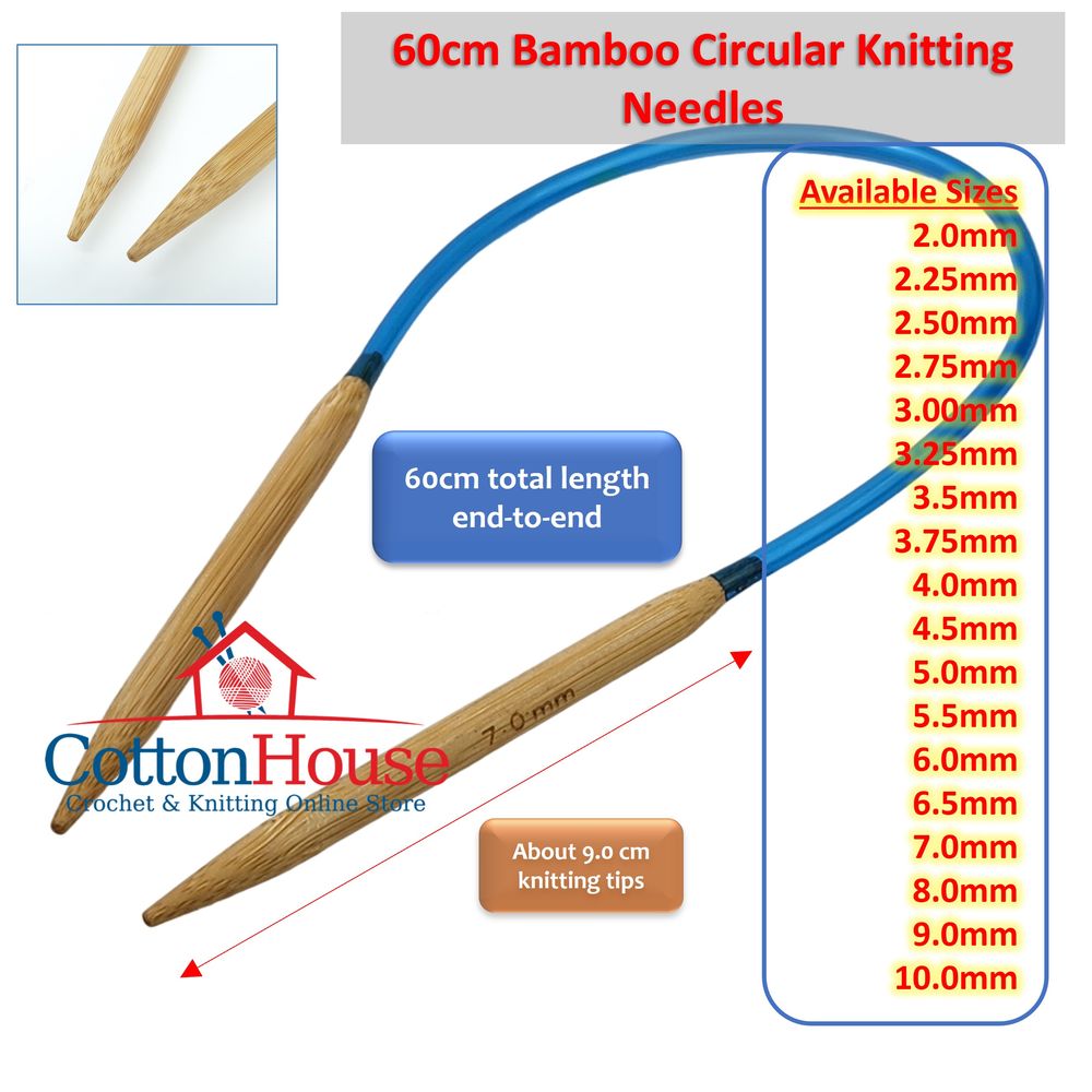 Bamboo CN 40cm 60cm Circular Knitting Needles 2.0-10.0mm Jarum Kait Single Size