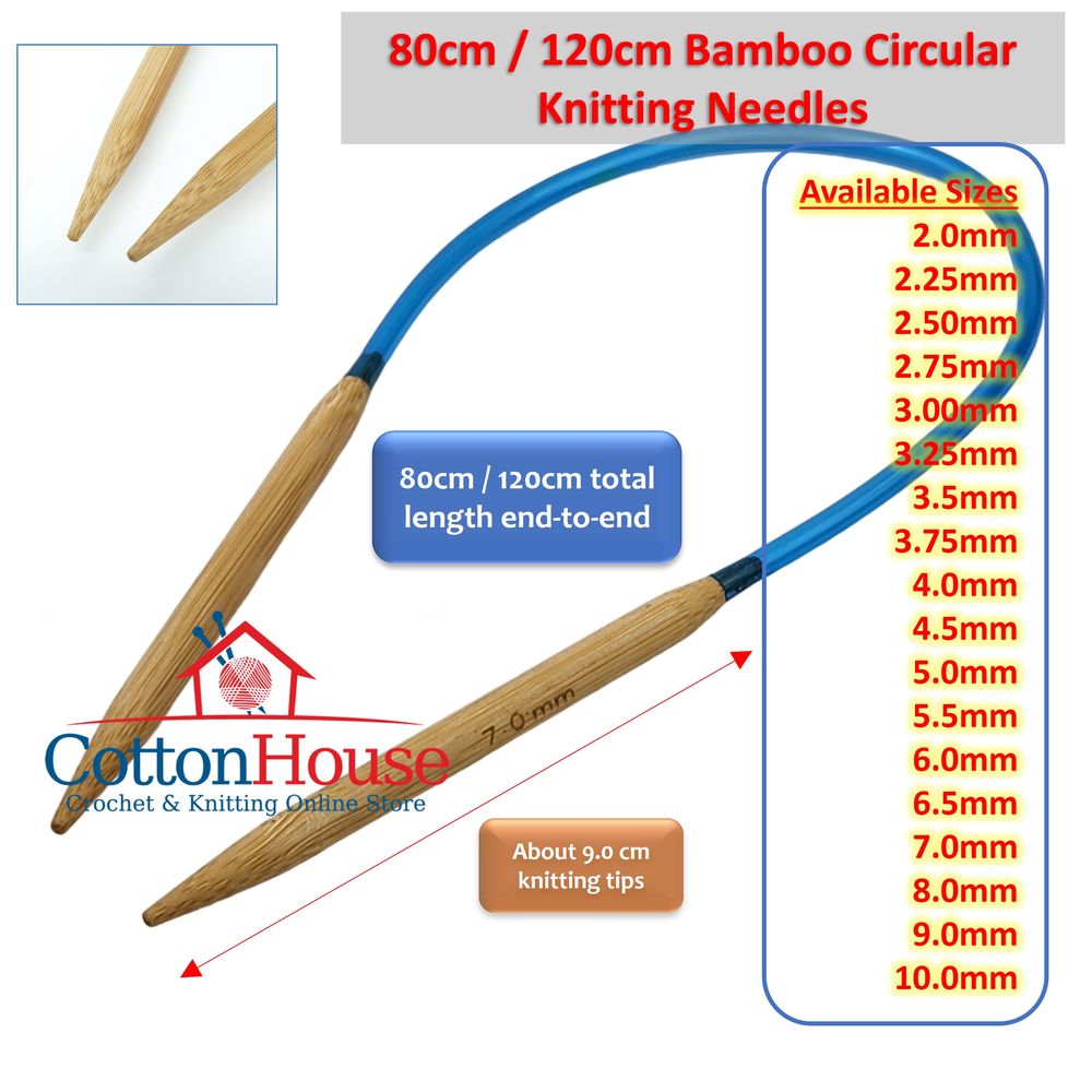 Bamboo CN 80cm 120cm Circular Knitting Needles 2.0-10.0mm Jarum Kait Single Size