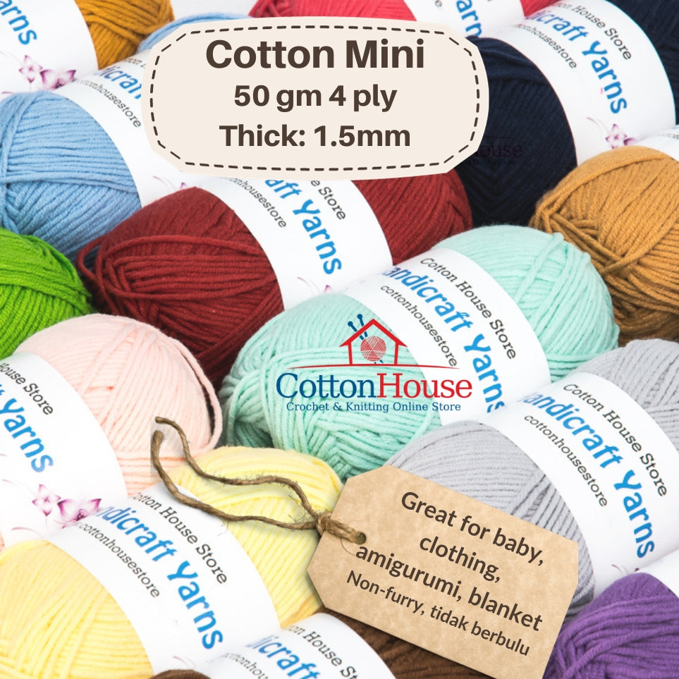 Cotton Mini 40-50g 4ply 1.5mm Milk Cotton Amigurumi Baby Benang Kait Yarn CMN