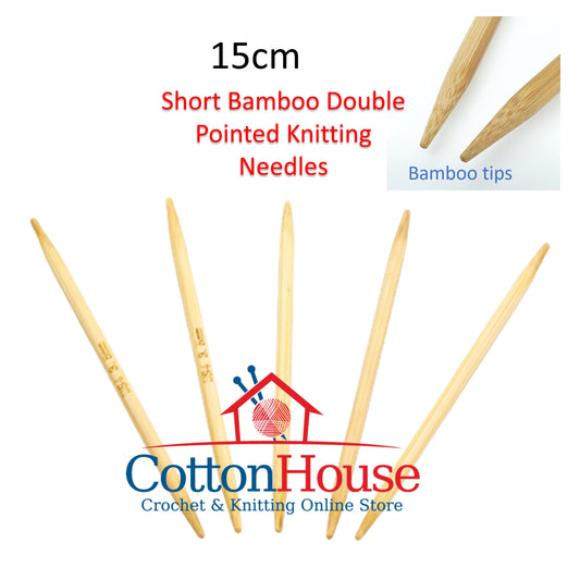 15cm SHORT Bamboo DPN Double Pointed Needles Knitting Jarum Kait Single Size