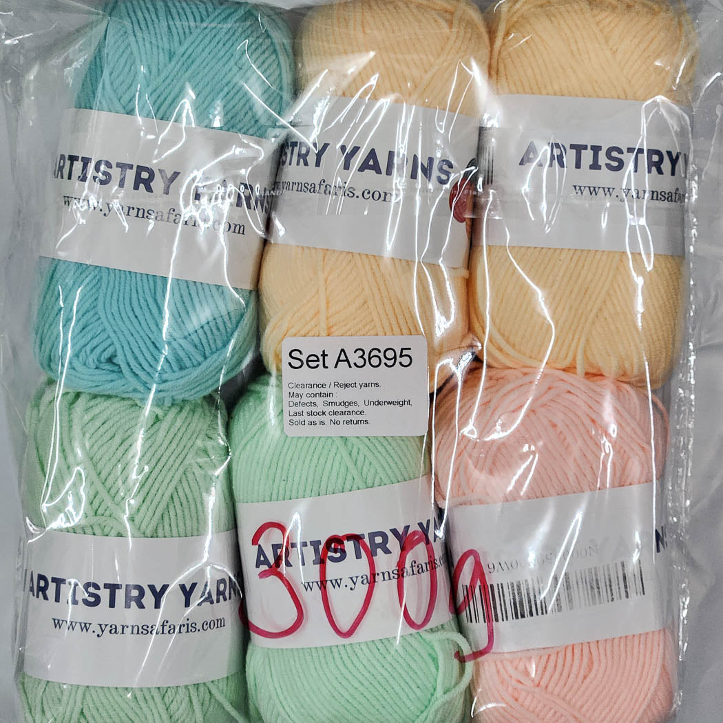 Milk Cotton MC Clearance / Reject Assorted Mixed Yarns (6 balls per pack) Benang Kait