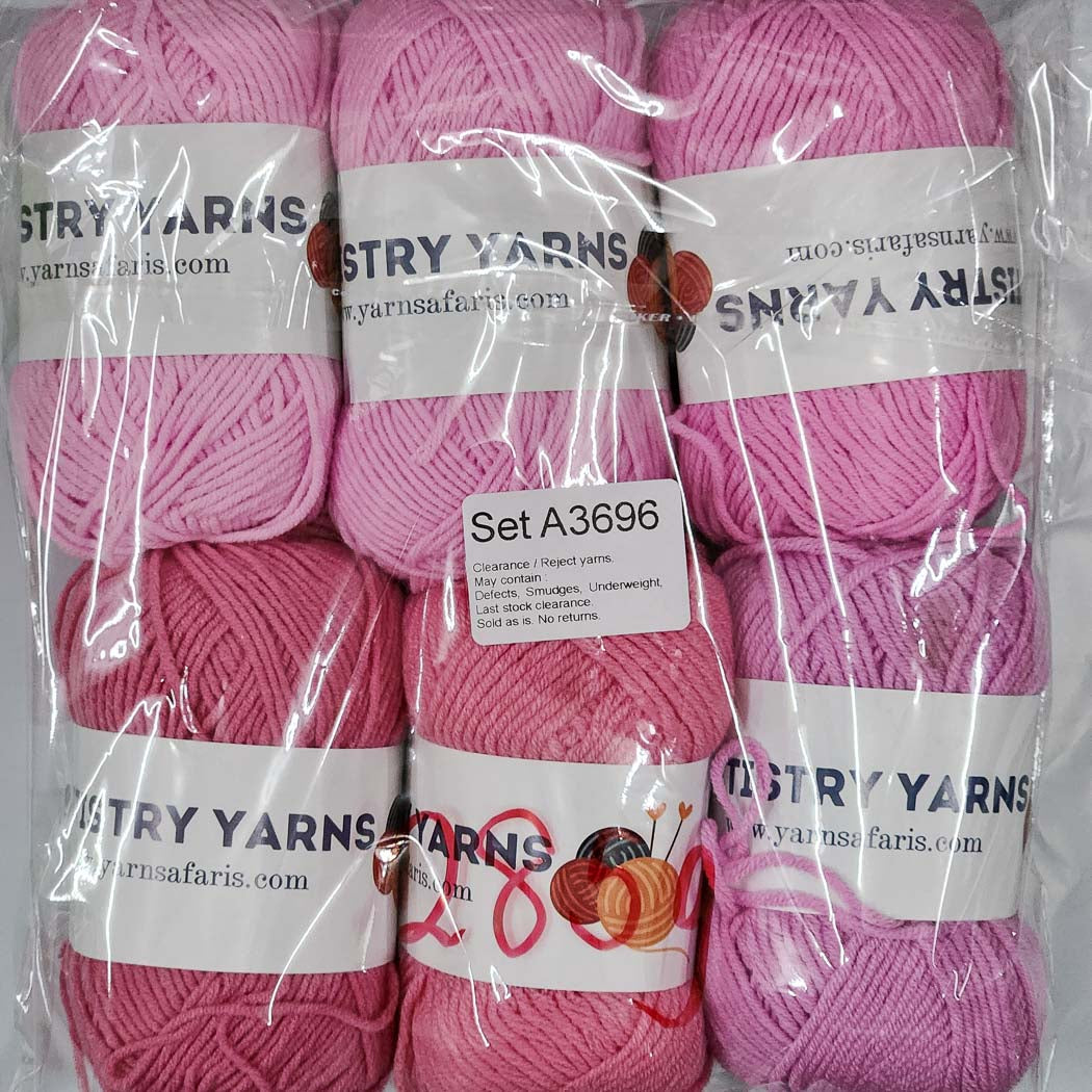 Milk Cotton MC Clearance / Reject Assorted Mixed Yarns (6 balls per pack) Benang Kait