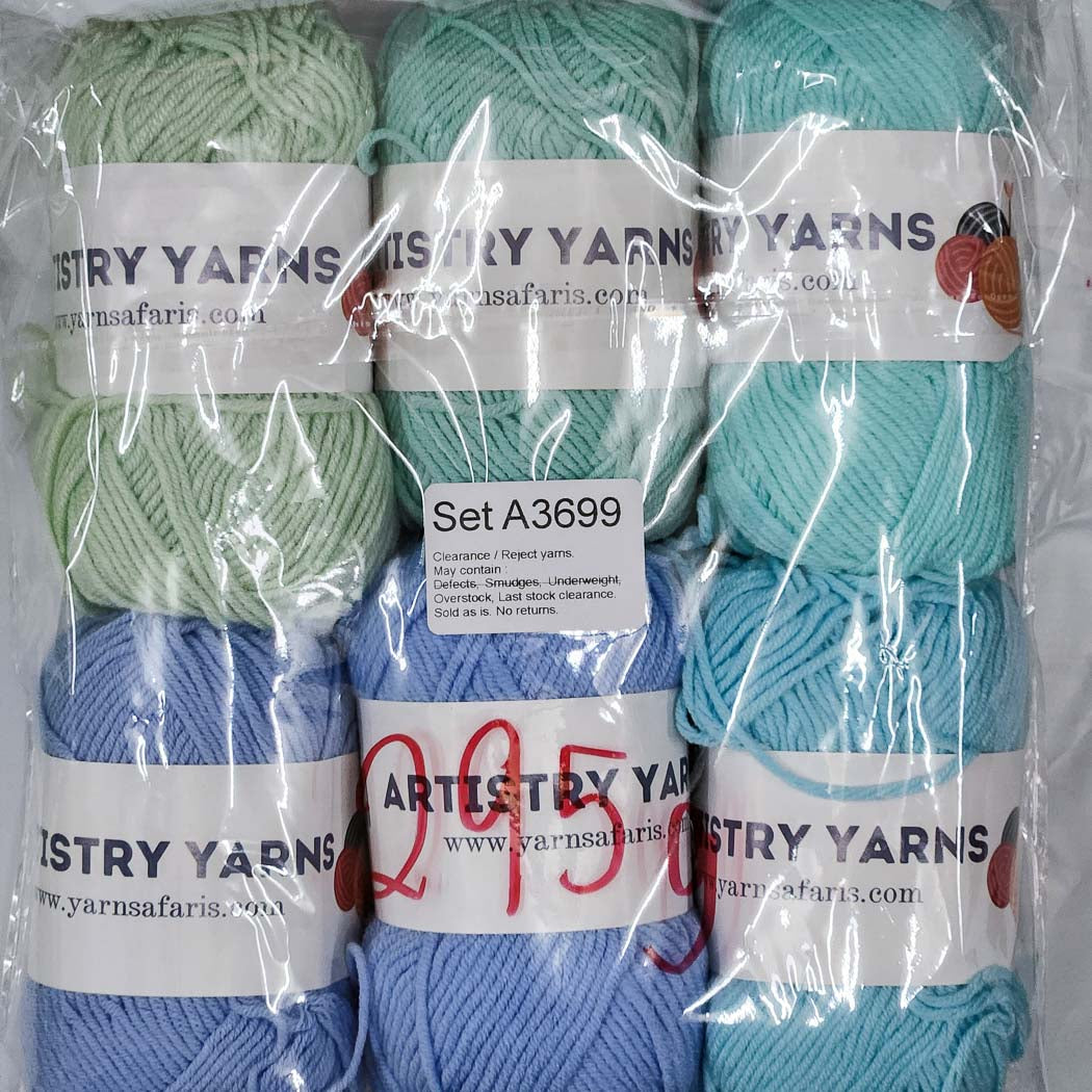 Milk Cotton MC Clearance / Reject Assorted Mixed Yarns (6 balls per pack) Benang Kait