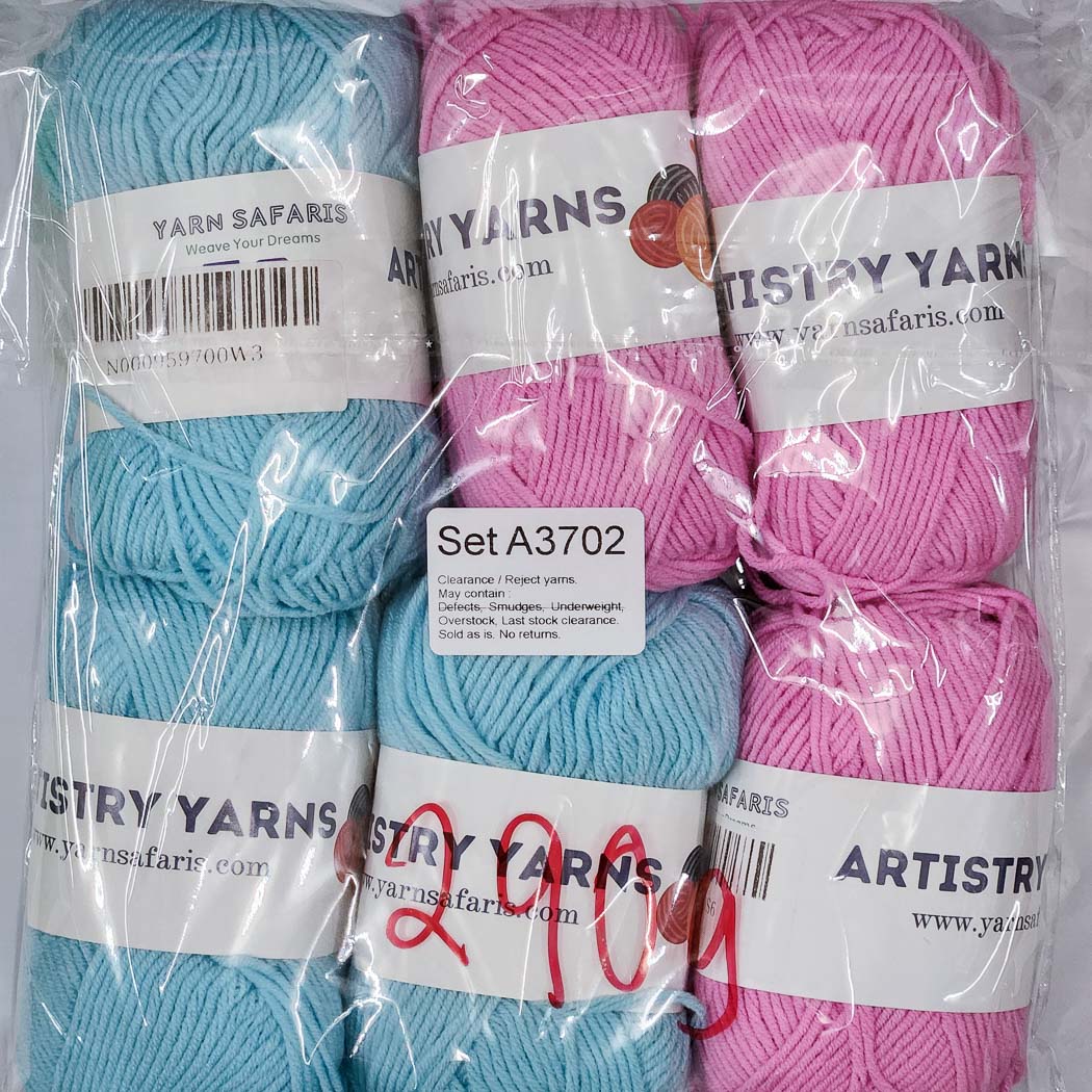 Milk Cotton MC Clearance / Reject Assorted Mixed Yarns (6 balls per pack) Benang Kait