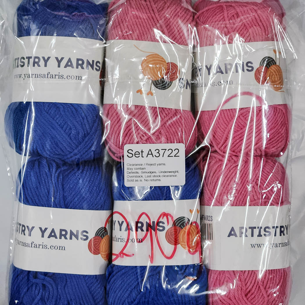 Milk Cotton MC Clearance / Reject Assorted Mixed Yarns (6 balls per pack) Benang Kait