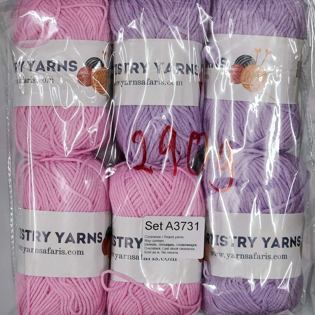 Milk Cotton MC Clearance / Reject Assorted Mixed Yarns (6 balls per pack) Benang Kait