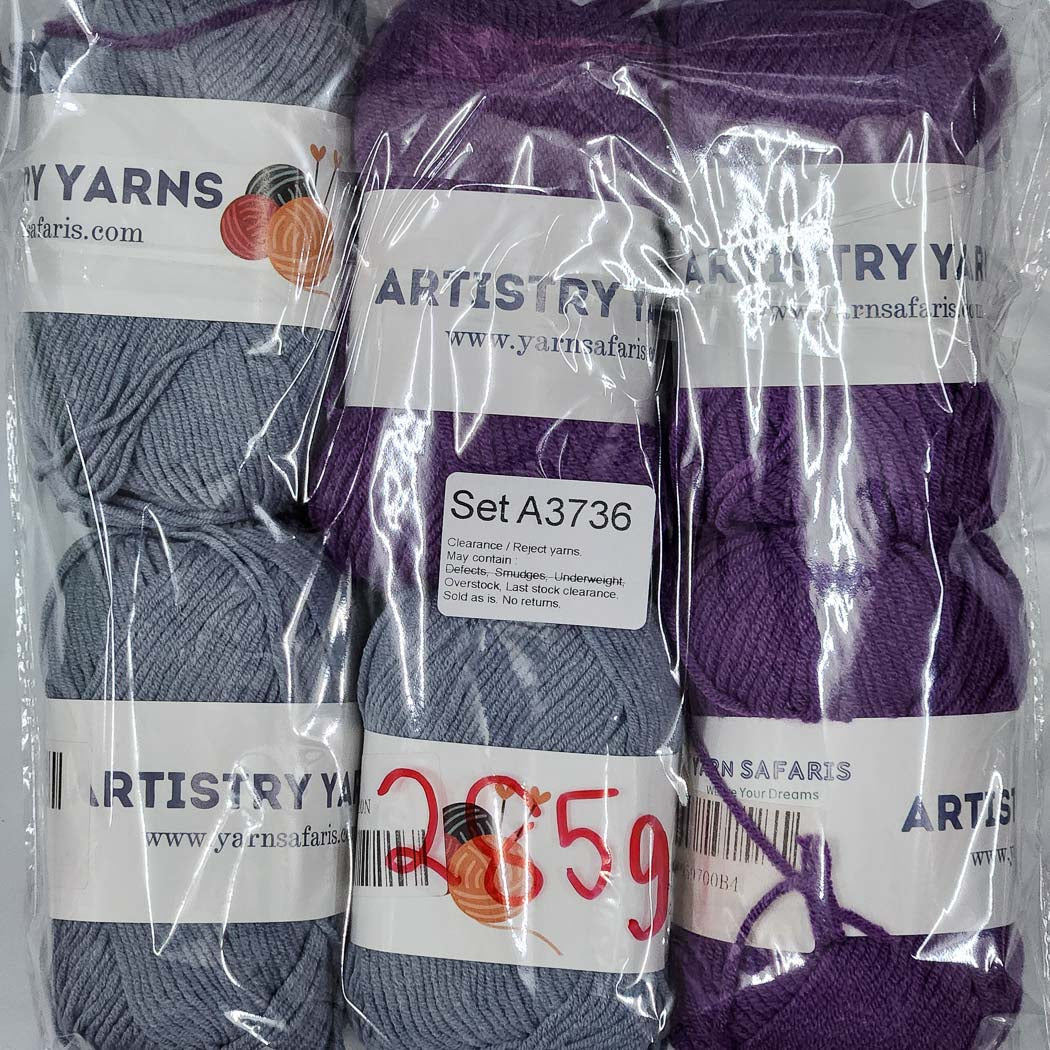 Milk Cotton MC Clearance / Reject Assorted Mixed Yarns (6 balls per pack) Benang Kait