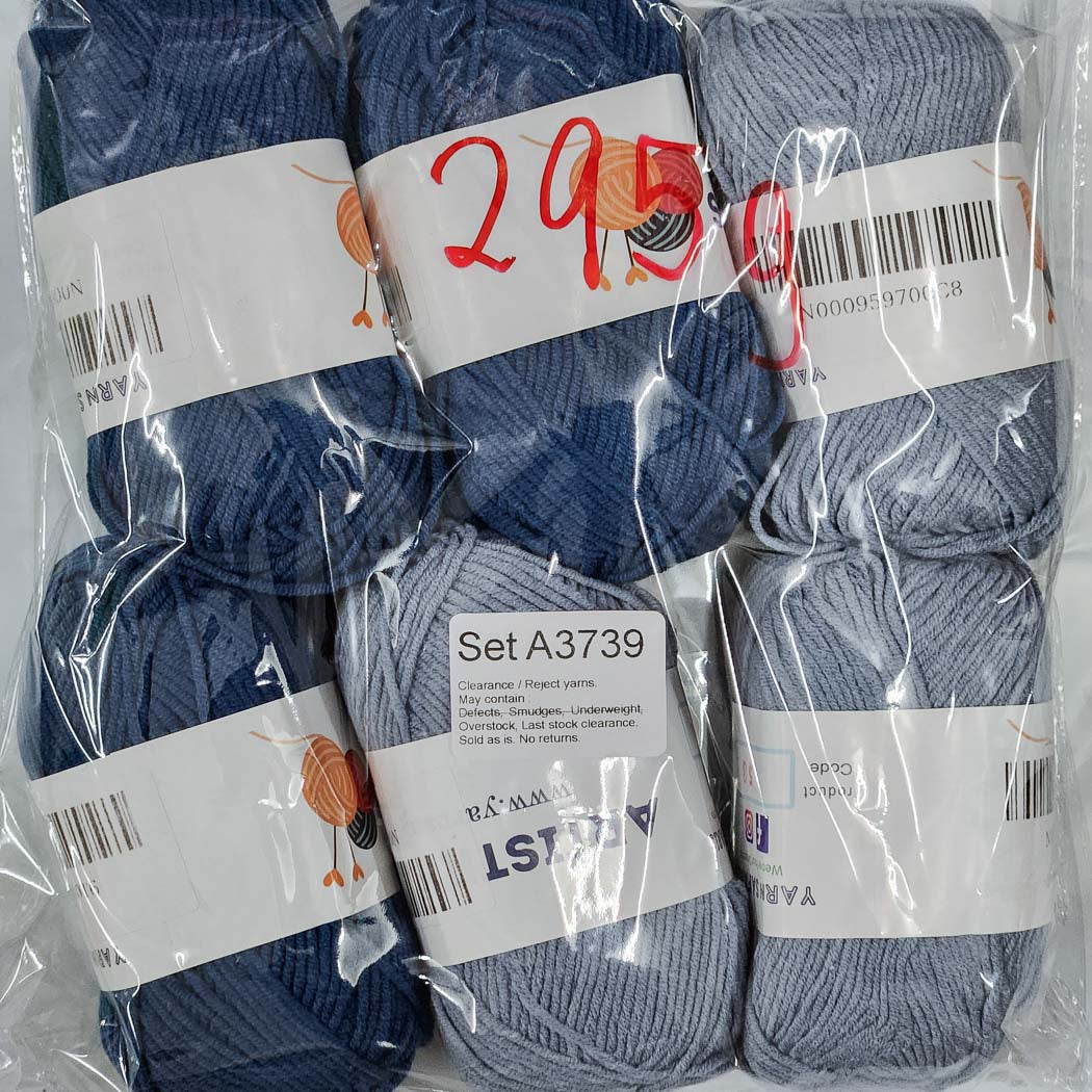 Milk Cotton MC Clearance / Reject Assorted Mixed Yarns (6 balls per pack) Benang Kait