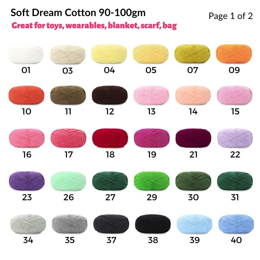 Soft Dream Cotton 100gm 2mm 5 ply Page02 Benang Kait Yarn SDC