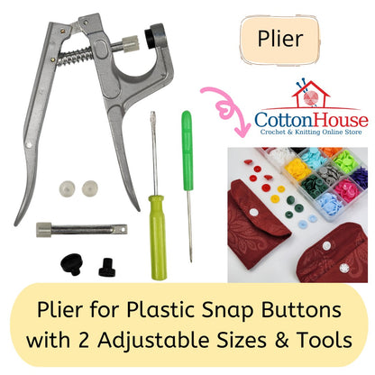 T5 12.5mm Snap Button Plastic And Plier Butang Ketip Plastik Set 150