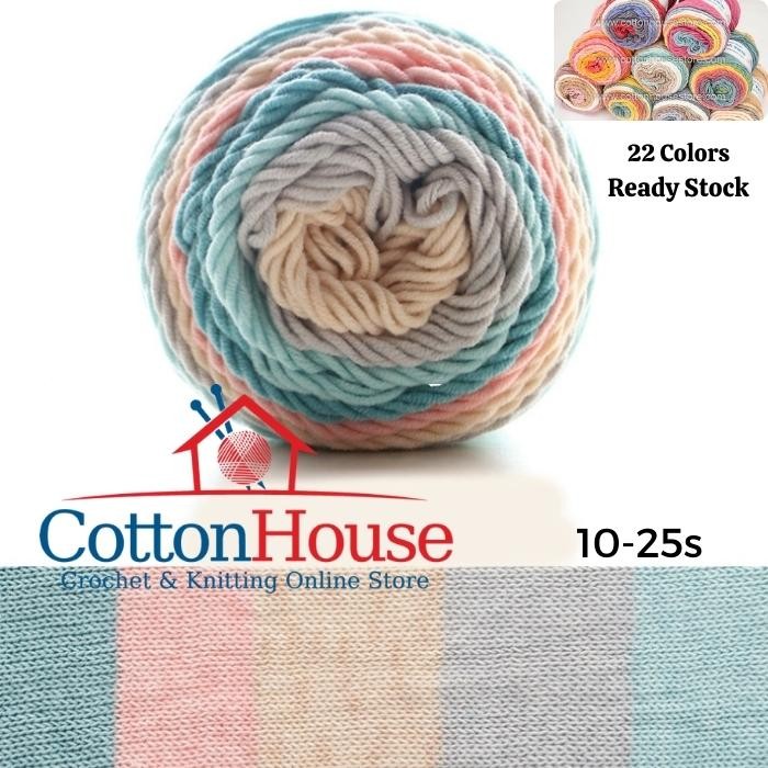 Rainbow Cotton Cake 100g 2mm 5ply Benang Kait Yarn Page1 CCK A01