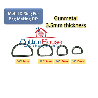 Metal D Ring 2pcs Pack Silver Gold Gunmetal DIY Bag Making Accessories Beg