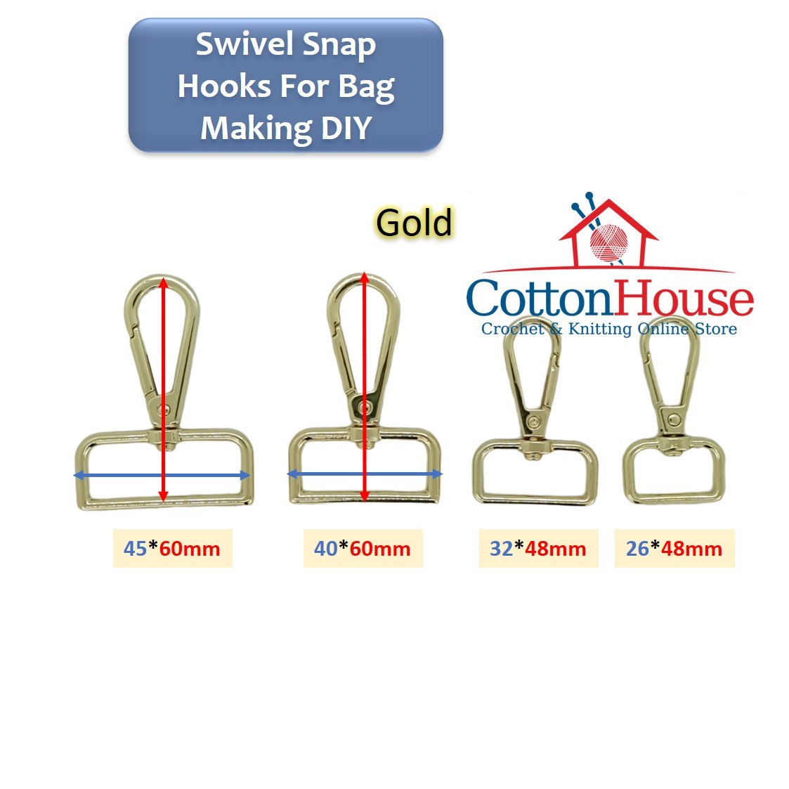 Swivel Snap Hook Metal Silver Gold Gunmetal 2pcs Design A03 Square