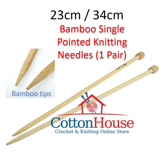 23cm / 34cm Bamboo SP Needle Single Pointed Needles 1 Pair Knitting Jarum Kait
