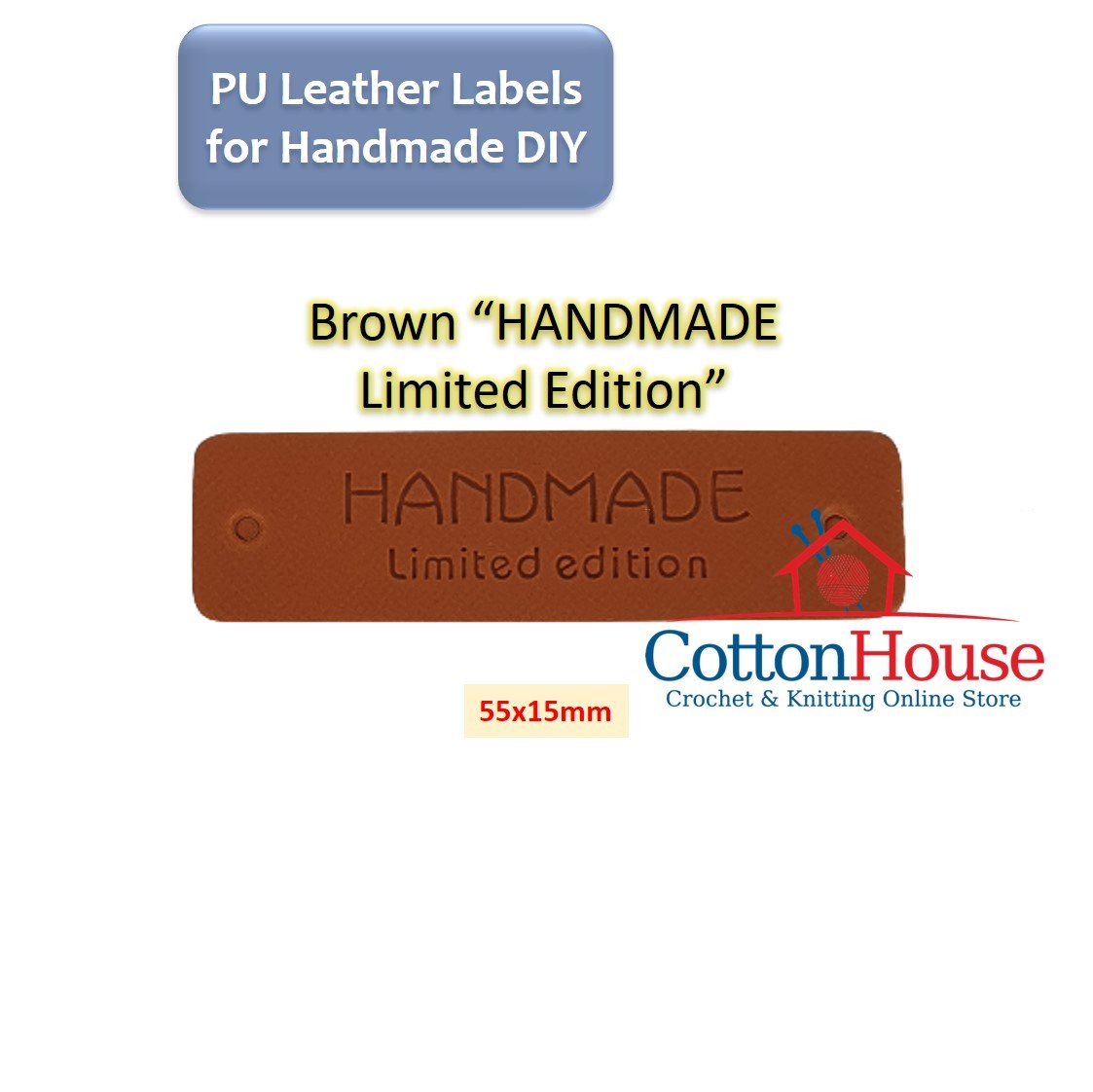 Labels PU Leather Handmade 55mm x 15mm (5pcs) Label Tag Brown Black DIY Bag Beg Craft