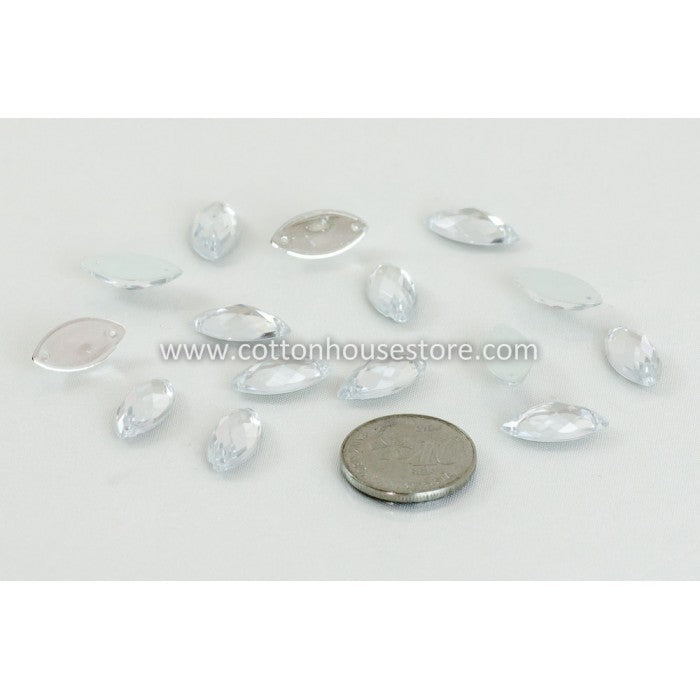 Glass Bead Marquise Flat Clear 004 (10pcs)