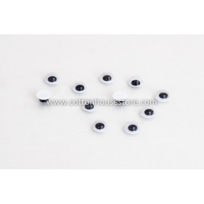 Plastic Toy Doll Wiggle Eyes Black & White 10mm 20pcs (Clearance)
