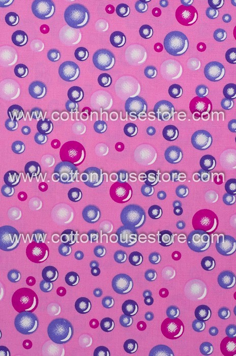 Cotton Fabric 30077-R Bubbles 17mmx17mm Pink BG 1m