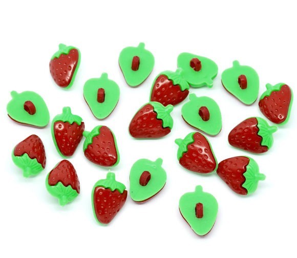 Red Strawberry Shank Buttons 10pcs BUT-003 Butang (Clearance)