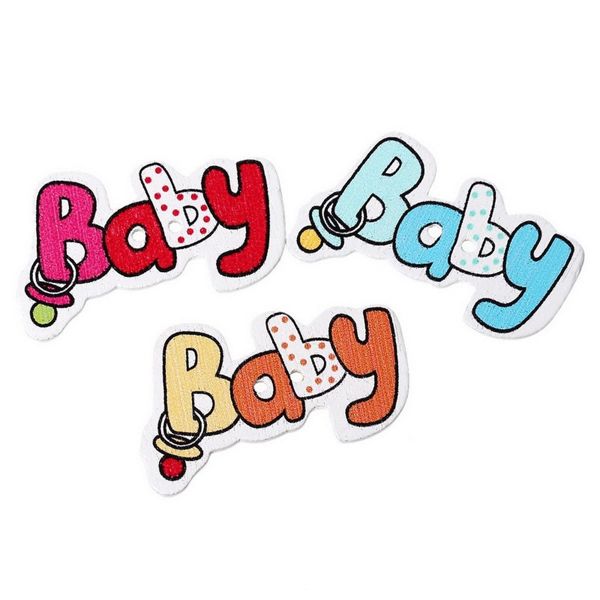 Wood Baby Words Buttons 5pcs BUT-084 Butang (Clearance)