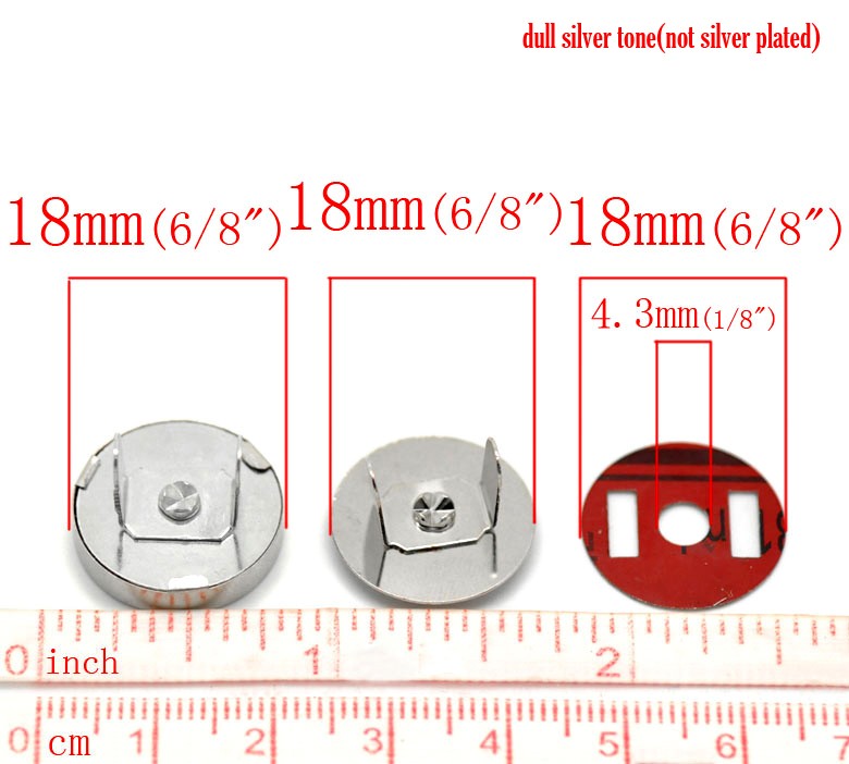 Magnetic Purse Snap Clasps Silver Tone 14mm Small 18mm Medium Set Magnet Bag Pouch DIY