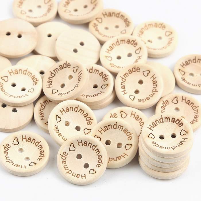 'Handmade' Wood Buttons 25mm 10pcs 15mm 20pcs Butang Kayu