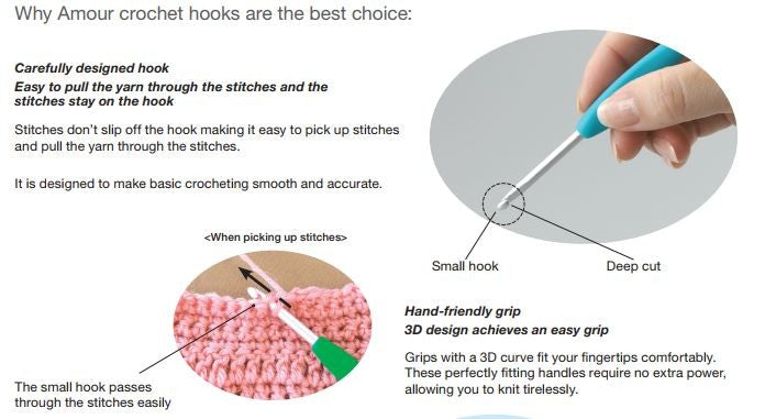 Clover Amure 2.0mm to 15.0mm Crochet Hook Single Size Original Japan