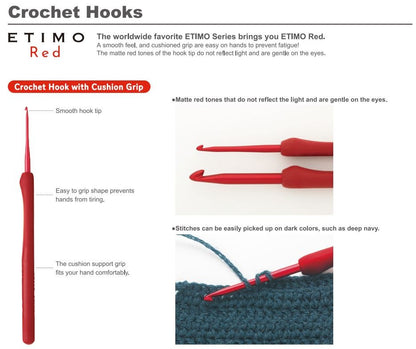 Tulip Etimo Red Crochet Hook 1.8mm to 6.5mm Single Size Original Japan