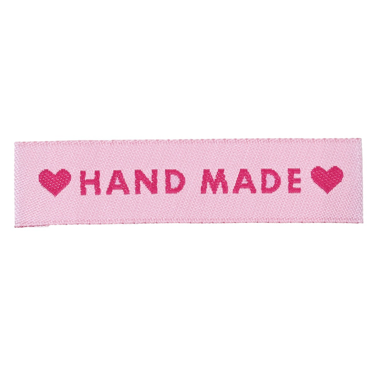 Labels Pink 'Hand Made' with heart 60mm x 15mm (10pcs)