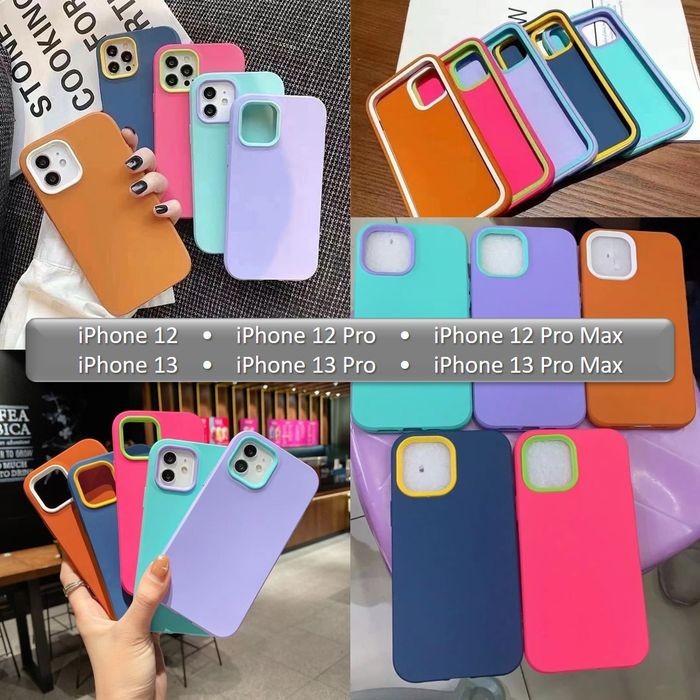 iPhone 12 13 iP12 12Pro 12ProMax iP13 13Pro 13ProMax Silicone Case Casing Cover TPU Protection Shockproof Plain Solid Color