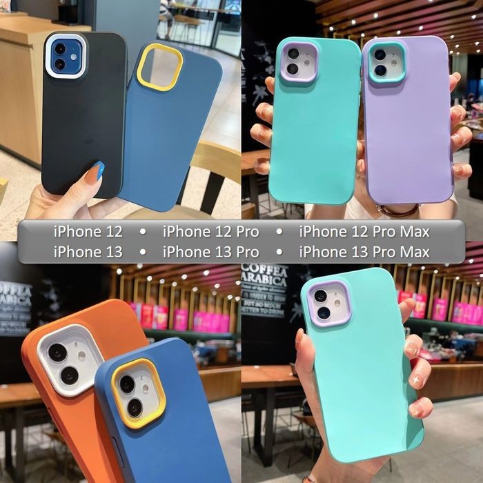 iPhone 12 13 iP12 12Pro 12ProMax iP13 13Pro 13ProMax Silicone Case Casing Cover TPU Protection Shockproof Plain Solid Color