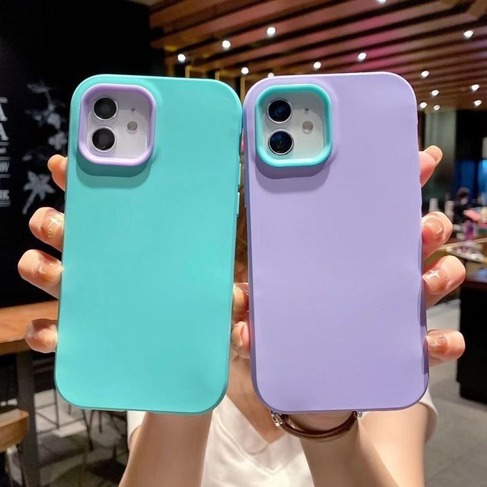 iPhone 12 13 iP12 12Pro 12ProMax iP13 13Pro 13ProMax Silicone Case Casing Cover TPU Protection Shockproof Plain Solid Color